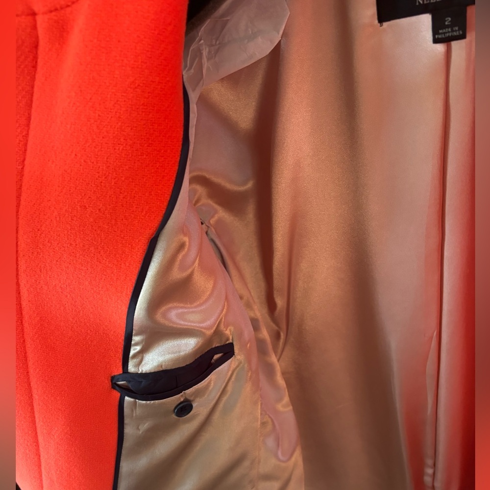 J. Crew Women's Vibrant ORANGE Cocoon Coat - Picture 4 of 5